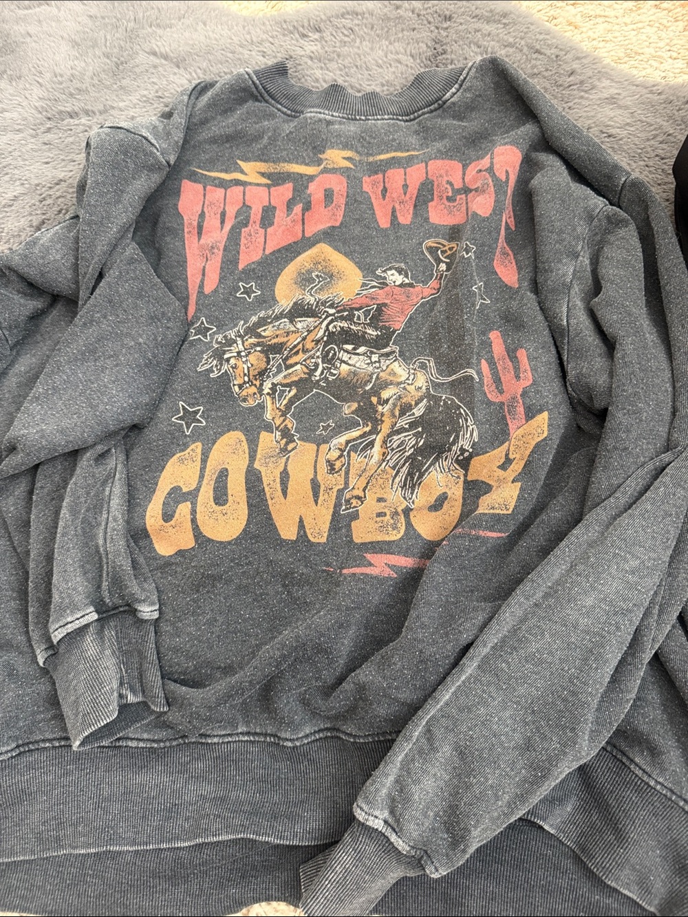 Wild West Cowboy Graphic Sweatshirt - Charcoal